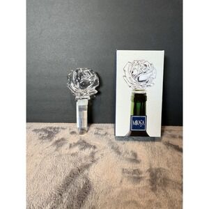 Mikasa Glass Rose Wine Bottle Stopper Barware Accessory Gift Decor Wine New Box